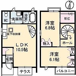 フィオレンテ　Ｄ棟 2階2LDKの間取り