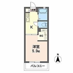 クレールY 1Kの間取図画像