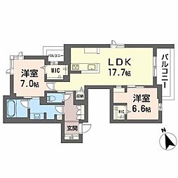 フィーノ 2LDKの間取図画像