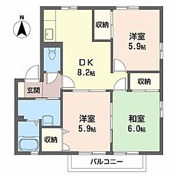フォーブル戸坂A 3DKの間取図画像