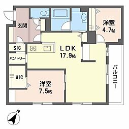 ジャルダンヴェール 2LDKの間取図画像