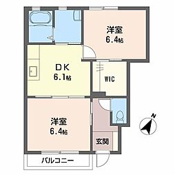 iメゾン亀山 2DKの間取図画像