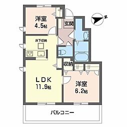 レジデンスときわ橋B 2LDKの間取図画像