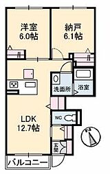 クオーレ大町東B 1SLDKの間取図画像