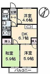 ヴィラ児玉 3DKの間取図画像