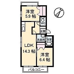 メゾン桜 2LDKの間取図画像