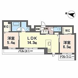 エスポワールネオ 2LDKの間取図画像