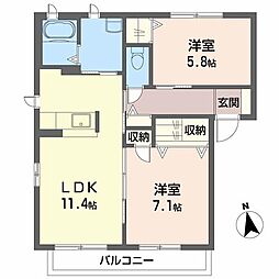 グランメール22 2LDKの間取図画像