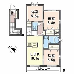 グランマスト春日野通りB 3LDKの間取図画像