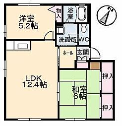フローラル福木 2LDKの間取図画像