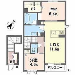 エスポワール戸坂山崎 2LDKの間取図画像