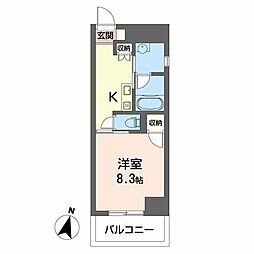 GoldCourt楽々園 1Kの間取図画像