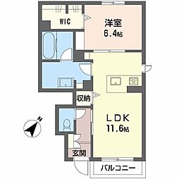 エスポワール戸坂山崎 1LDKの間取図画像