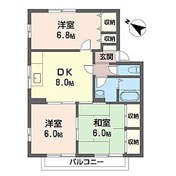 ファミール中筋B棟 3DKの間取図画像