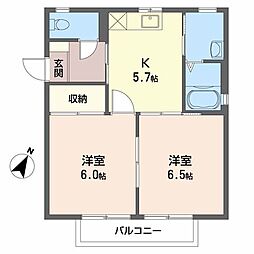 リバーライフ三井C 2Kの間取図画像