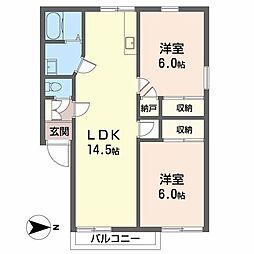 サニーコート山村 2LDKの間取図画像