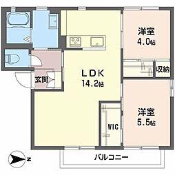 グランドハイツ 2LDKの間取図画像