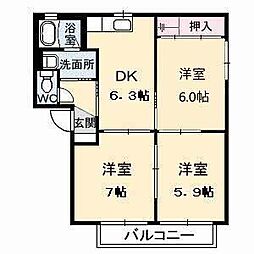 サンパティーク・ロジュマン2 3DKの間取図画像