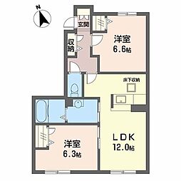 クオーレ光2 2LDKの間取図画像