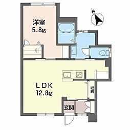 フレグランス島田B 1LDKの間取図画像