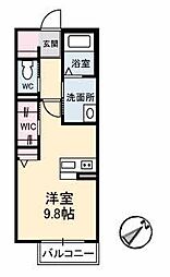 アプリコット南花岡 ワンルームの間取図画像