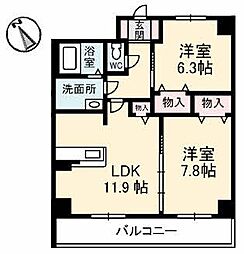 ヴィラシーンＡＢＥ 1階2LDKの間取り
