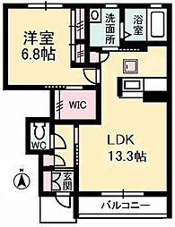 シャーメゾン黒石 1階1LDKの間取り