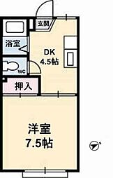 タウニーマタノB 1DKの間取図画像