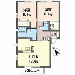 シャーメゾン洛陽　Ｄ棟 1階2LDKの間取り
