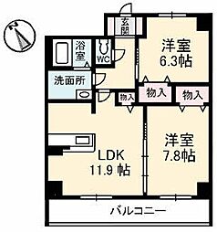 ヴィラシーンＡＢＥ 2階2LDKの間取り