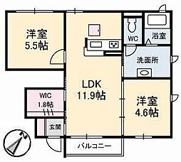 ソニックA 2LDKの間取図画像