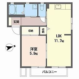 バリュージュ王子B 1LDKの間取図画像