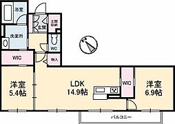 シャーメゾン旭通り 2LDKの間取図画像