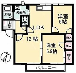 グレース22A 2LDKの間取図画像