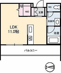 シャーメゾンステージ新山口駅前C ワンルームの間取図画像