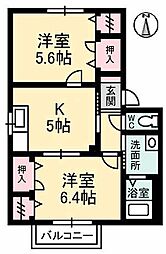 ドミールA 2Kの間取図画像