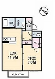 グリーンヒルズ黒石 1LDKの間取図画像