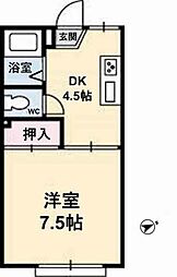 タウニーマタノB 1DKの間取図画像