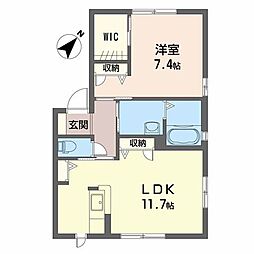 シャーメゾン洛陽A 1LDKの間取図画像