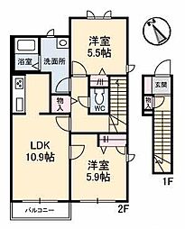 シャルマンラフォーレC 2LDKの間取図画像