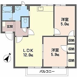 グレース22B 2LDKの間取図画像