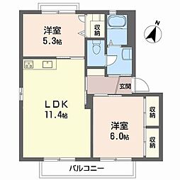 さくら館弐号棟 2LDKの間取図画像