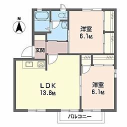 パークタウン三和A 2LDKの間取図画像