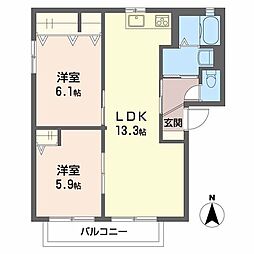 シャーメゾン西山 2LDKの間取図画像
