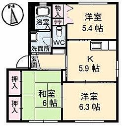 グリーンコートF 3Kの間取図画像