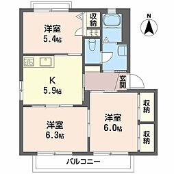 グランコート浅野D 3Kの間取図画像