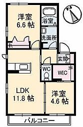 ShaMaison高松西 2LDKの間取図画像