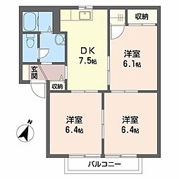 レシェンテD 3DKの間取図画像