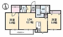 ローズガーデン 2LDKの間取図画像