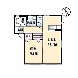 クラヴィエ南昭和C 1LDKの間取図画像